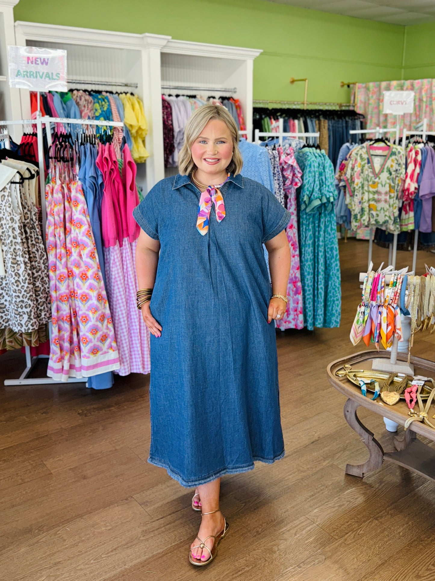 The Denim Midi Dress-Regular/Curvy