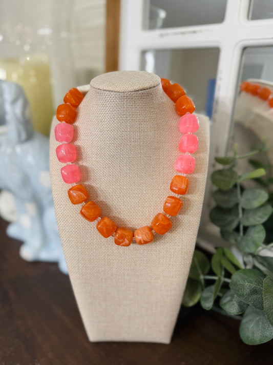 Cierra Multi Necklace-Orange/Pink