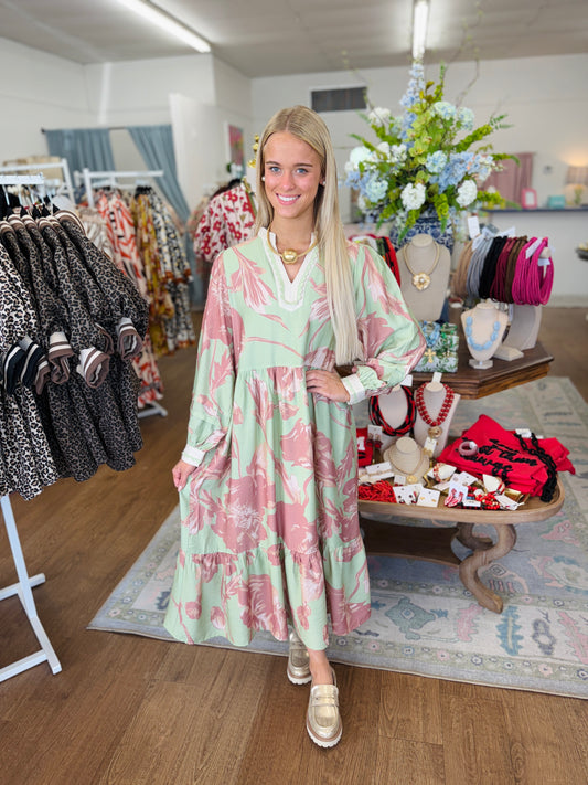Autumn Moss Midi Dress