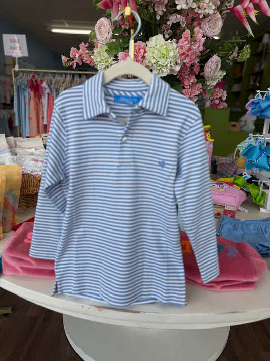 Harry LS Striped Polo-Blue & White Stripes