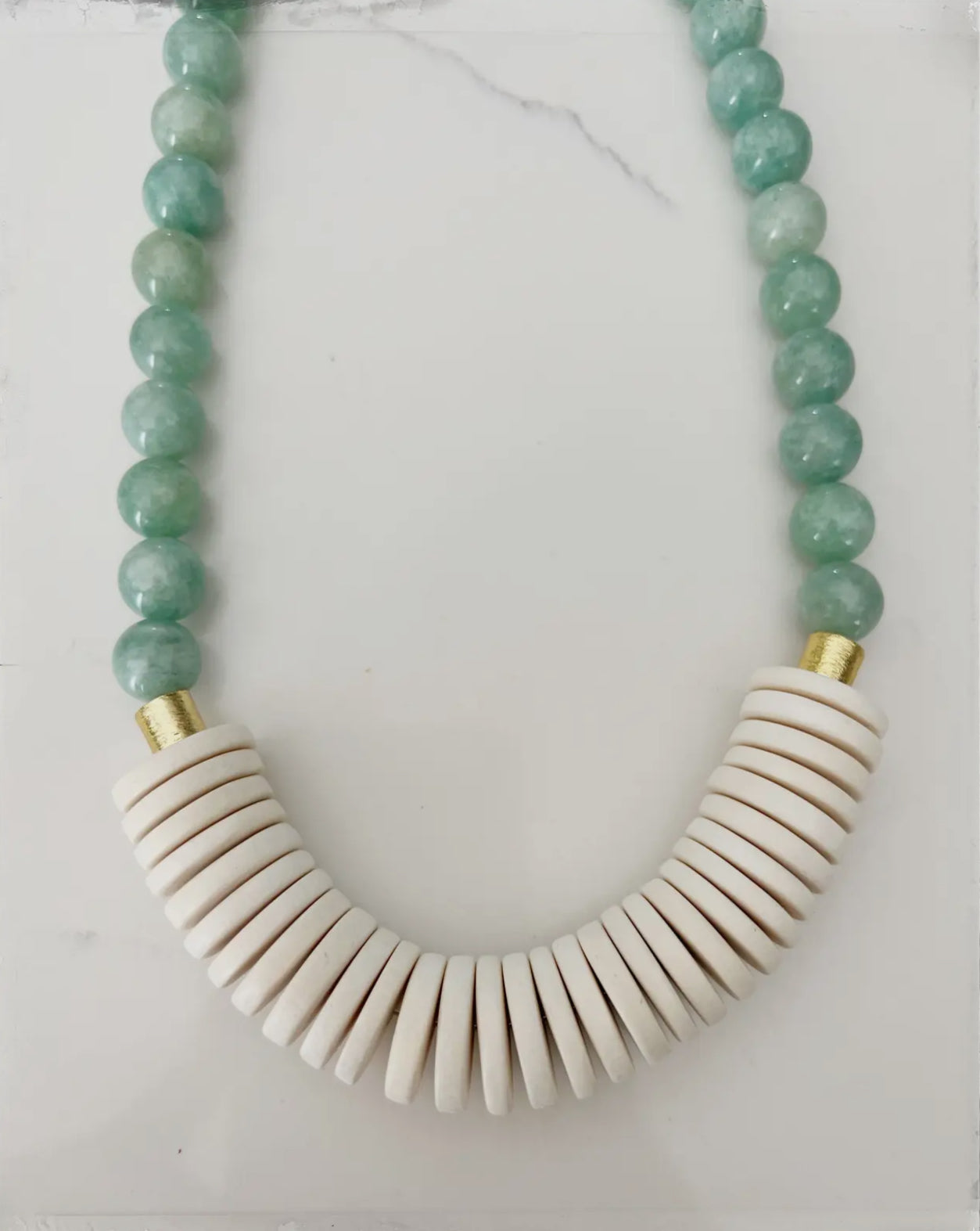 Short Gemstone Jade Bead Necklace Mint Green