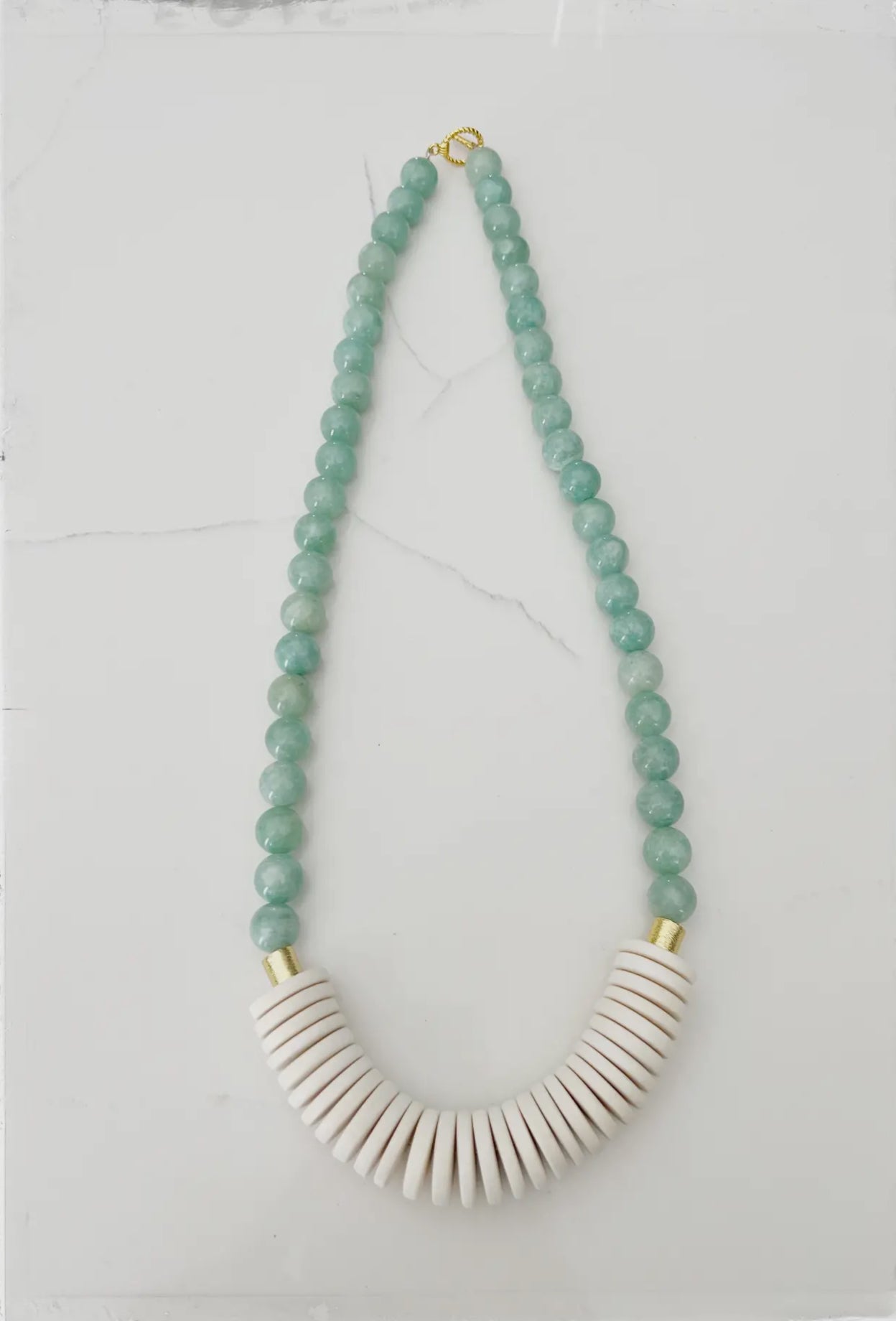 Short Gemstone Jade Bead Necklace Mint Green