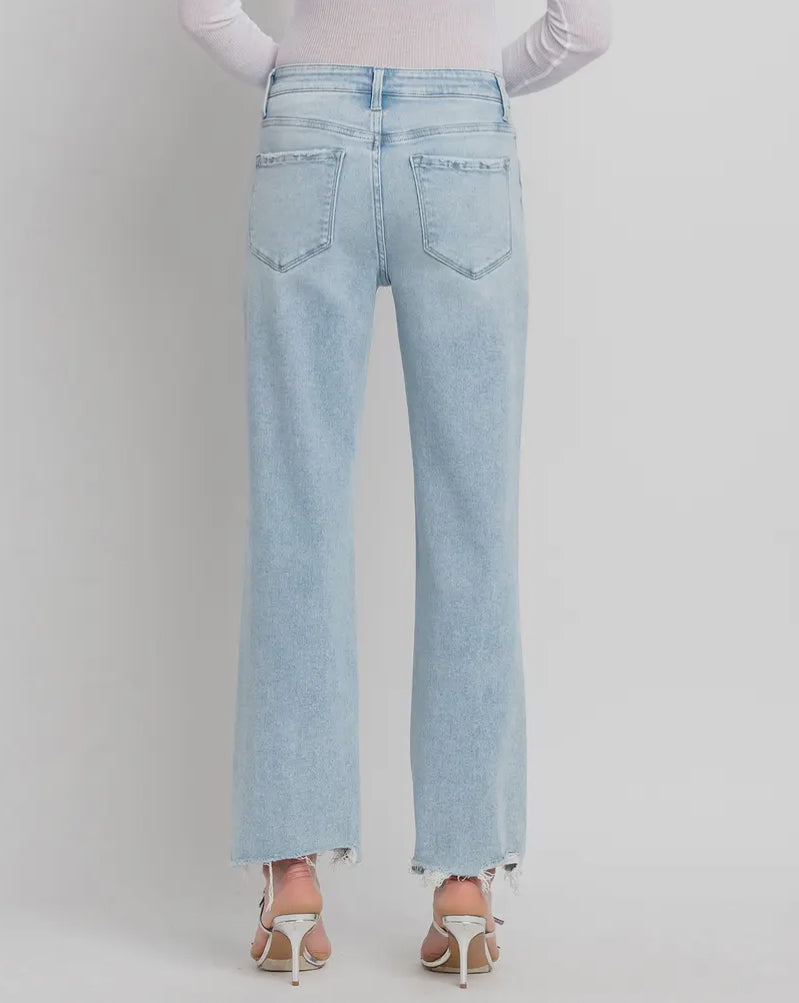 Curvy High Rise Light Wash Slim Wide Jeans