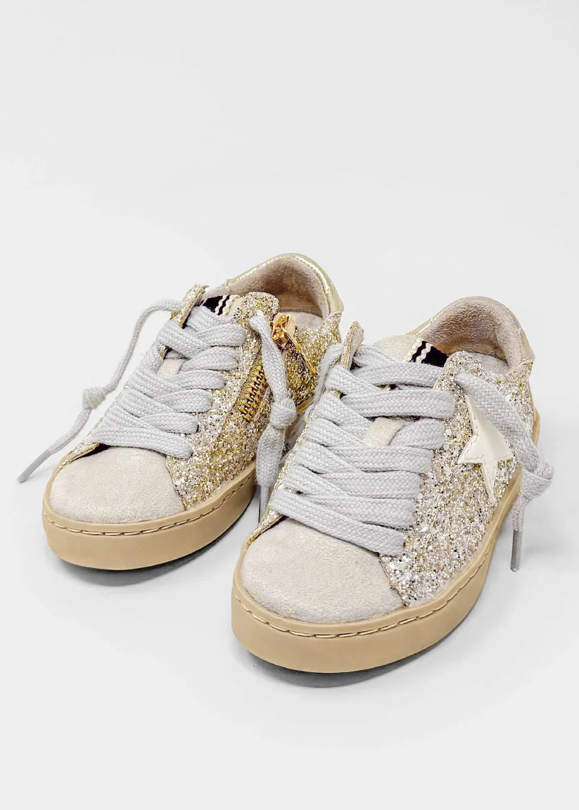Paula Mini Gold Glitter Sneakers