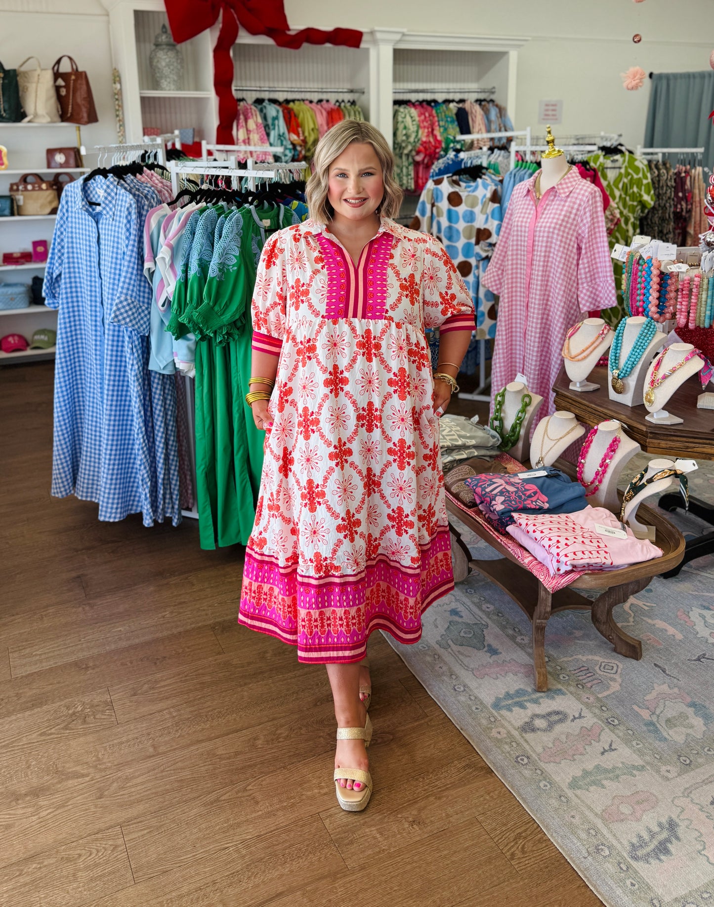 Burst of Colors Midi Dress-CURVY