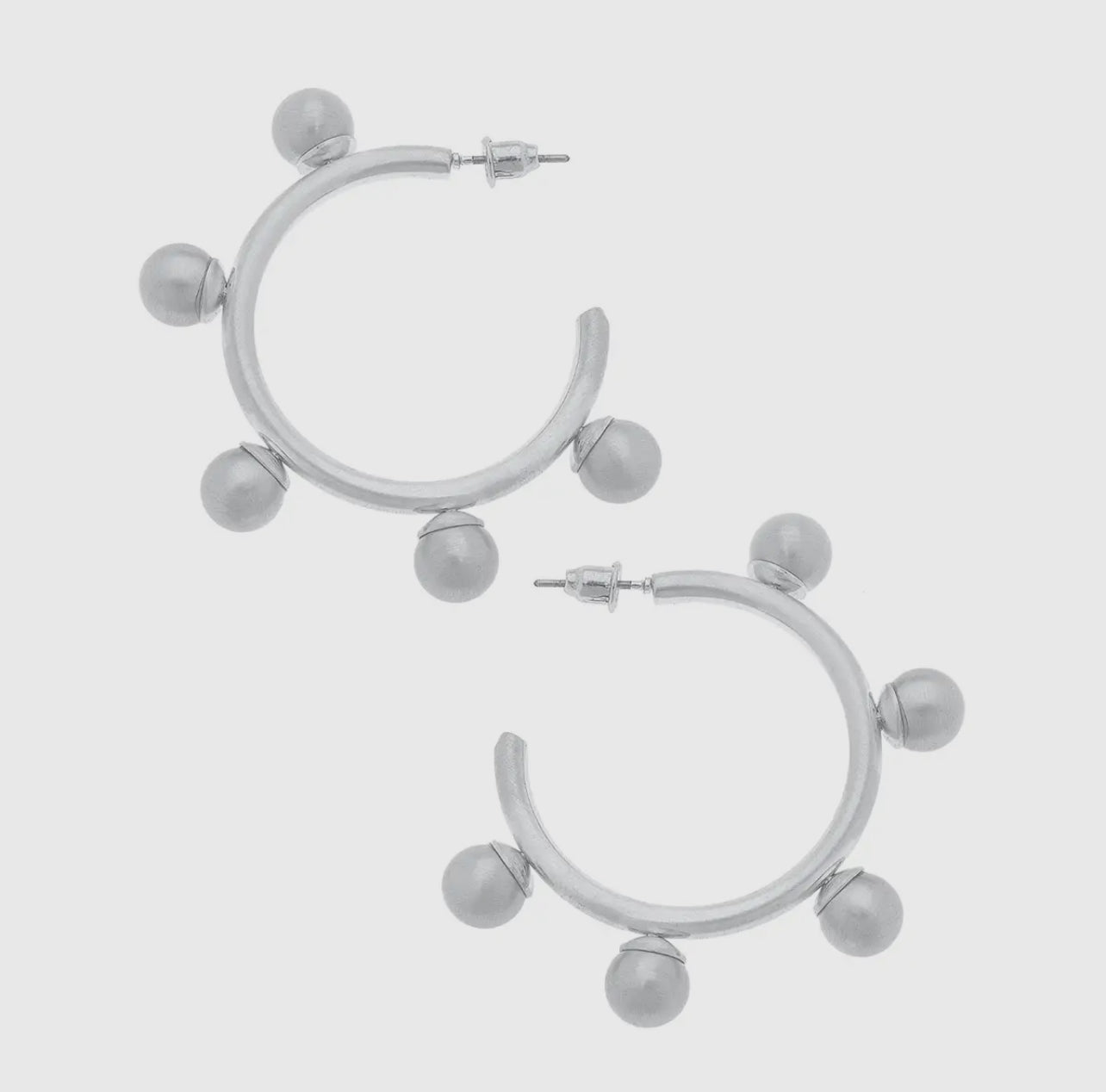 Silver Studded Metal Hoops