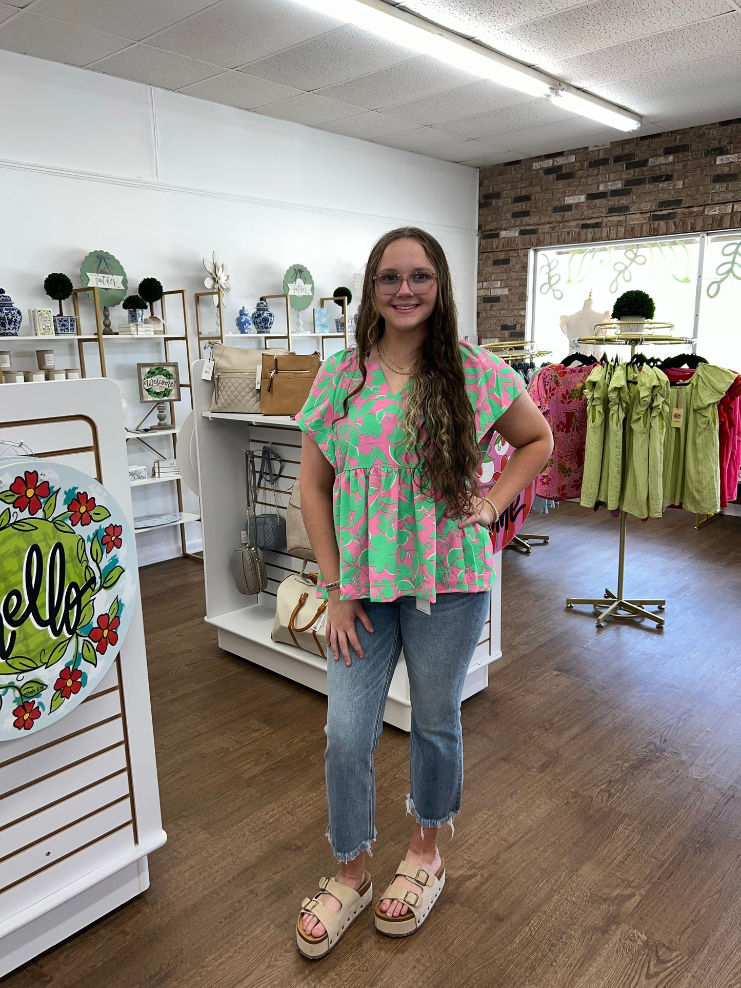 Pink & Green Top