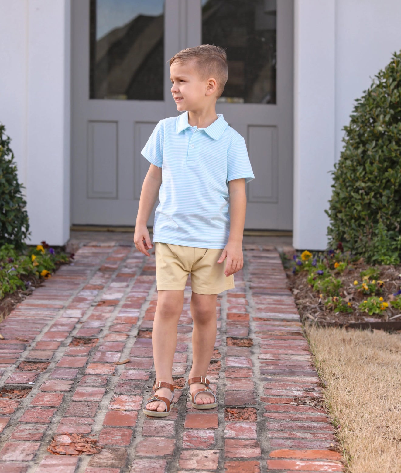 Michael Polo-Aqua Stripe