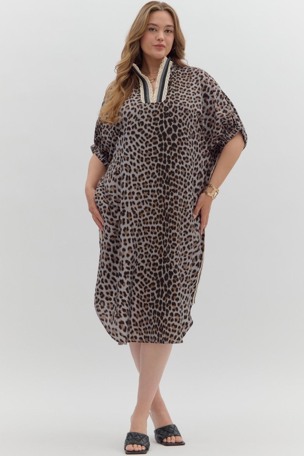 Grey Spotted Leopard Midi-Curvy