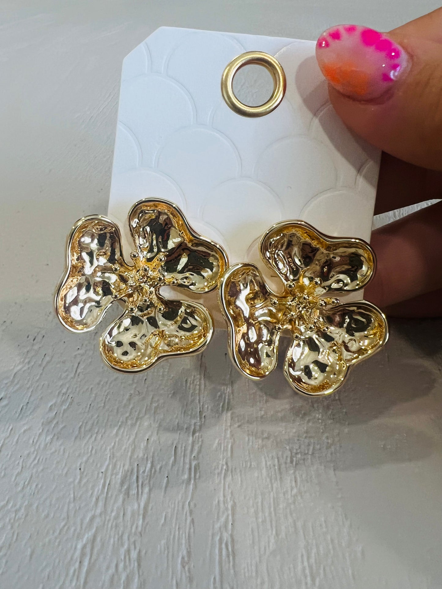 Chunky Gold Flower Stud