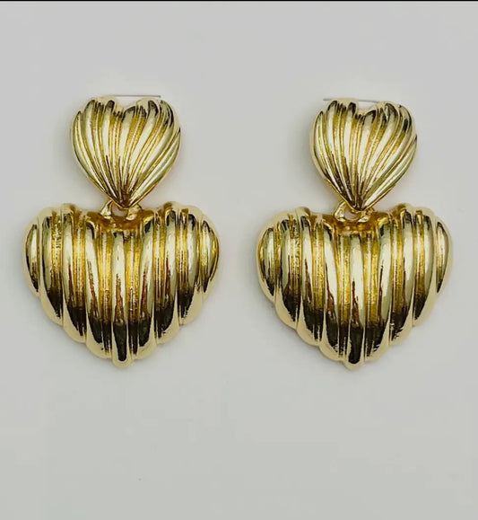 Golden Hearts Dangle Earrings