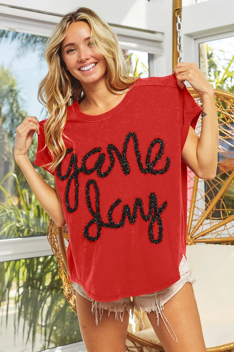 Vintage Red Game Day Top