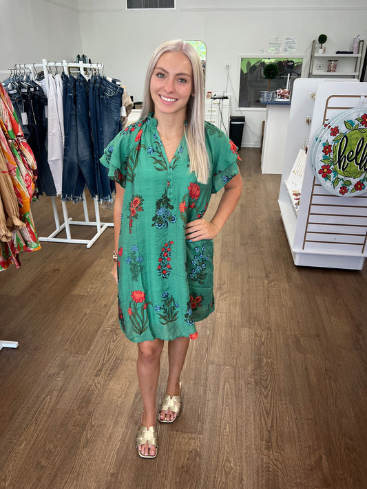 THML Blooming Green Dress