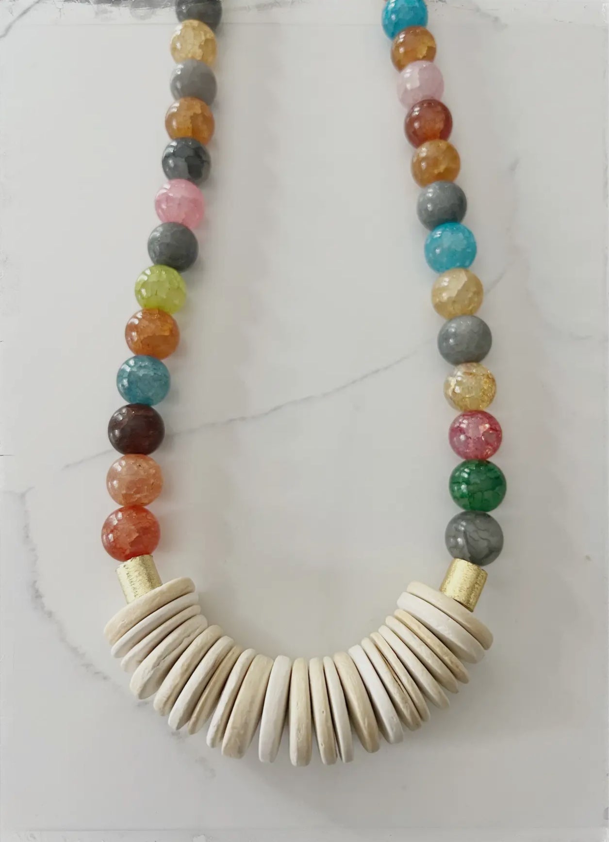 Short Gemstone Agate Bead Necklace Multicolored