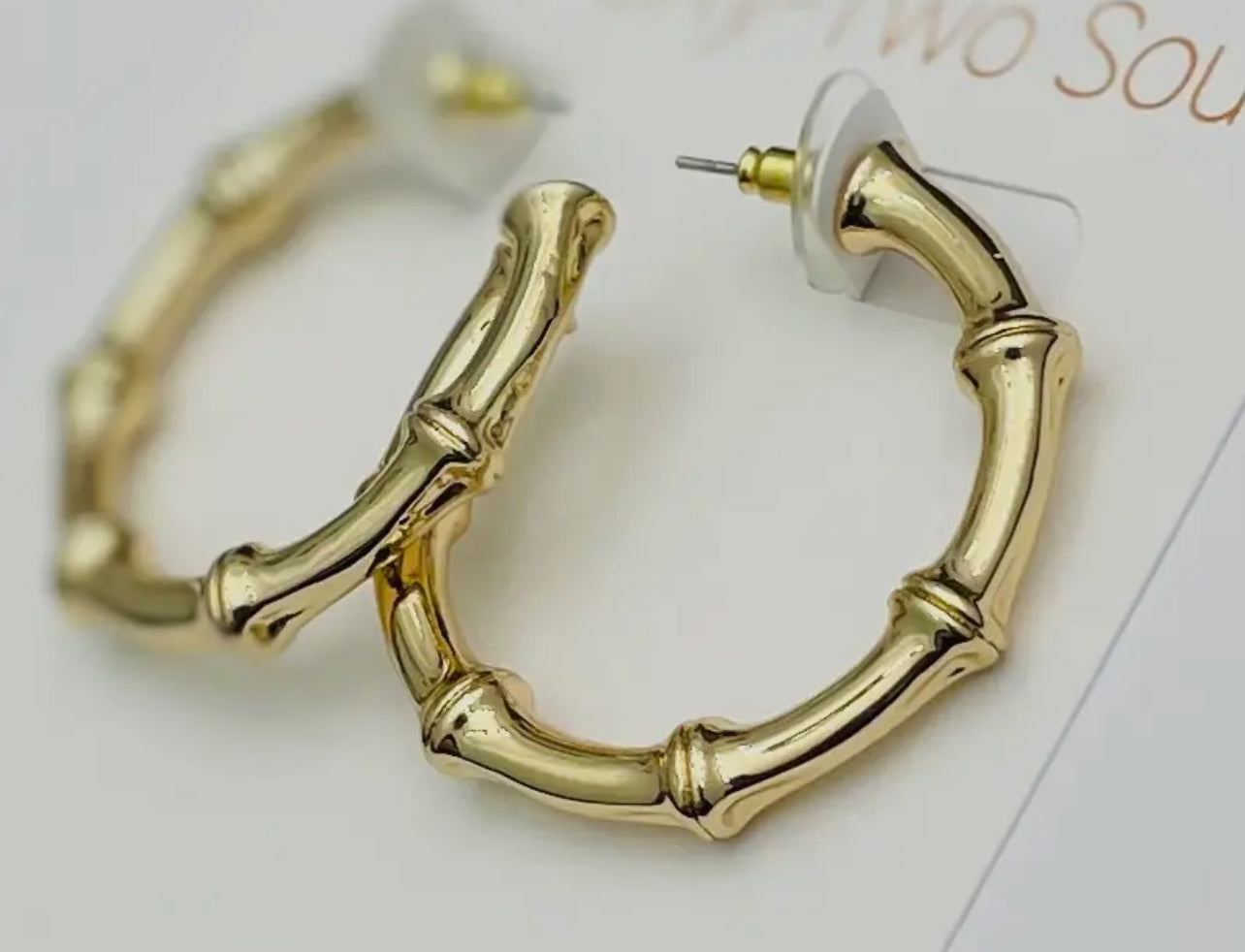 Golden Bamboo Hoops