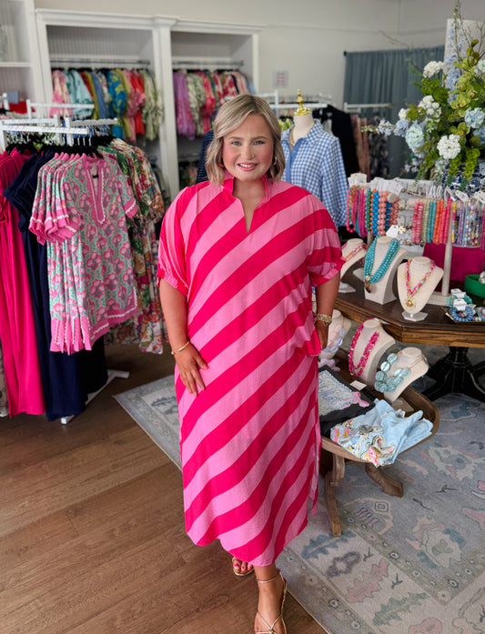 The Charlie Dress-Pink/Red-CURVY