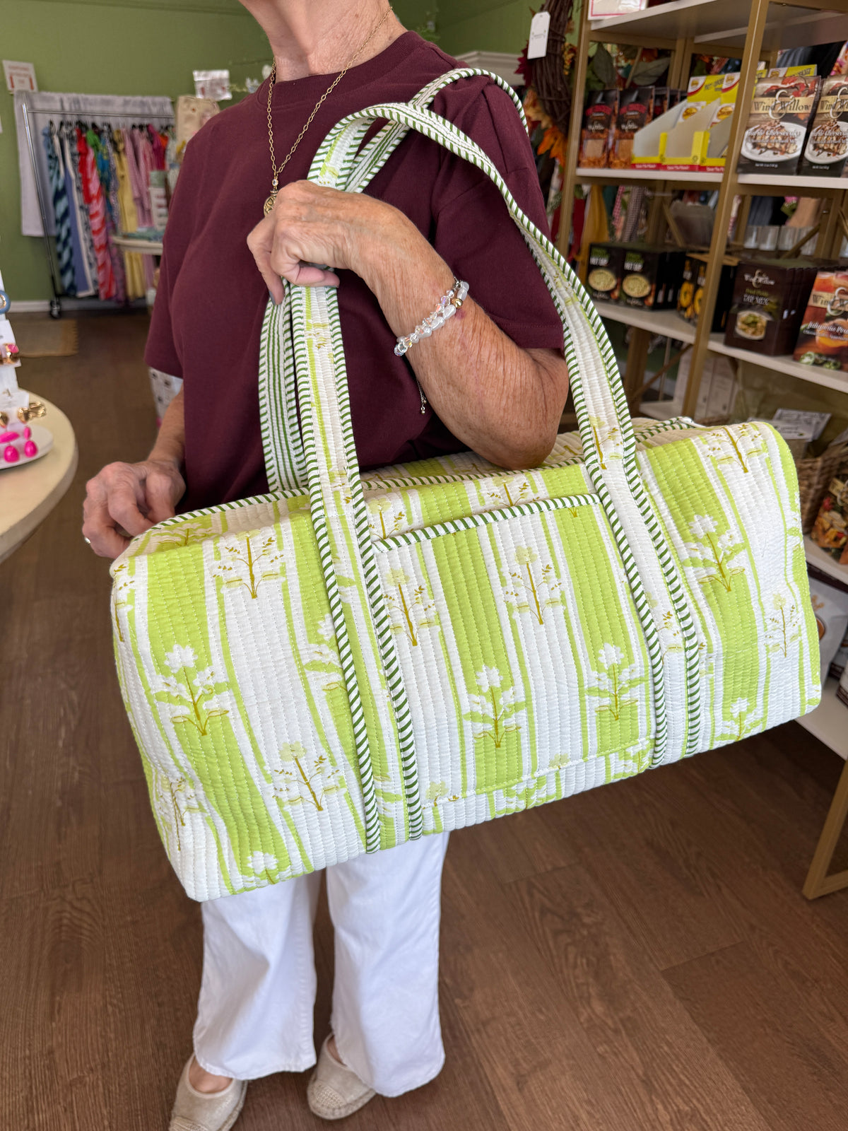 Quilted Duffle Bag-Lime Mix