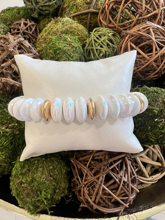 White & Gold Disc Bracelet