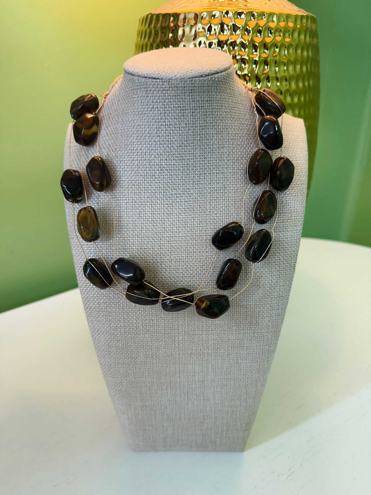 Whimsical Beaded Necklace-Brown