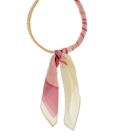 Beaded Scarf Necklace-Dusty Pink