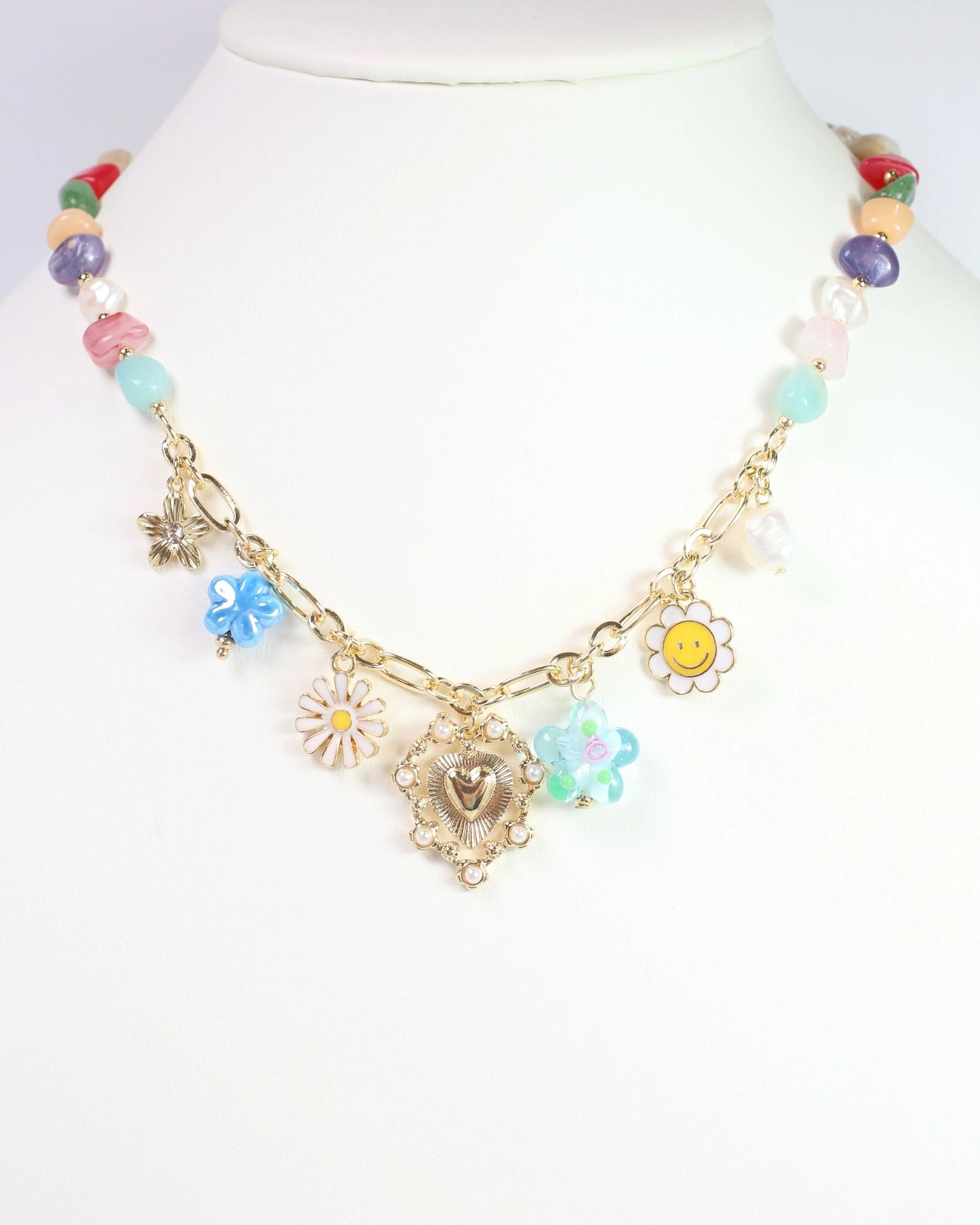 Flower Power Charm Necklace Gold