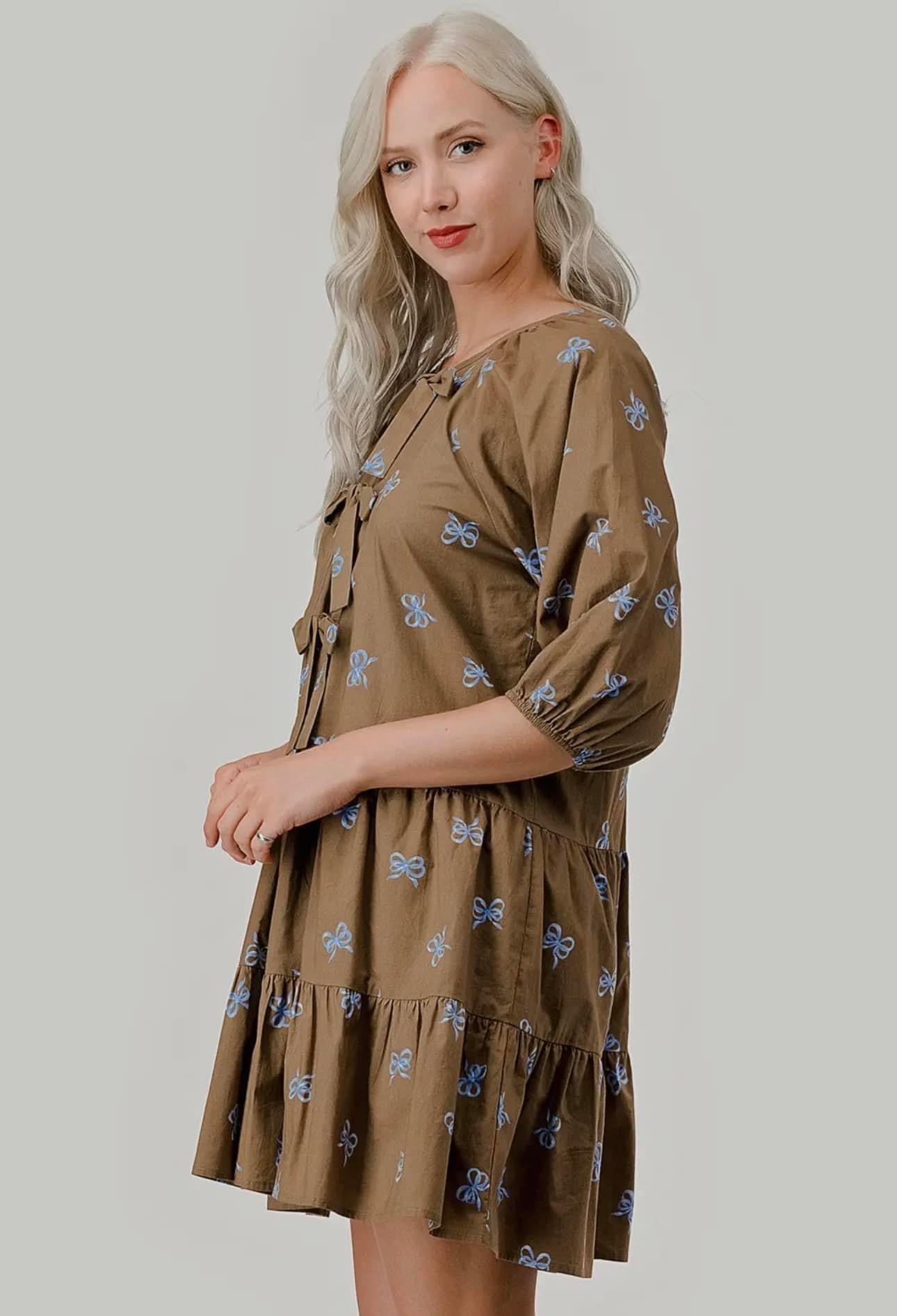 Bowtiful Dress in Brown