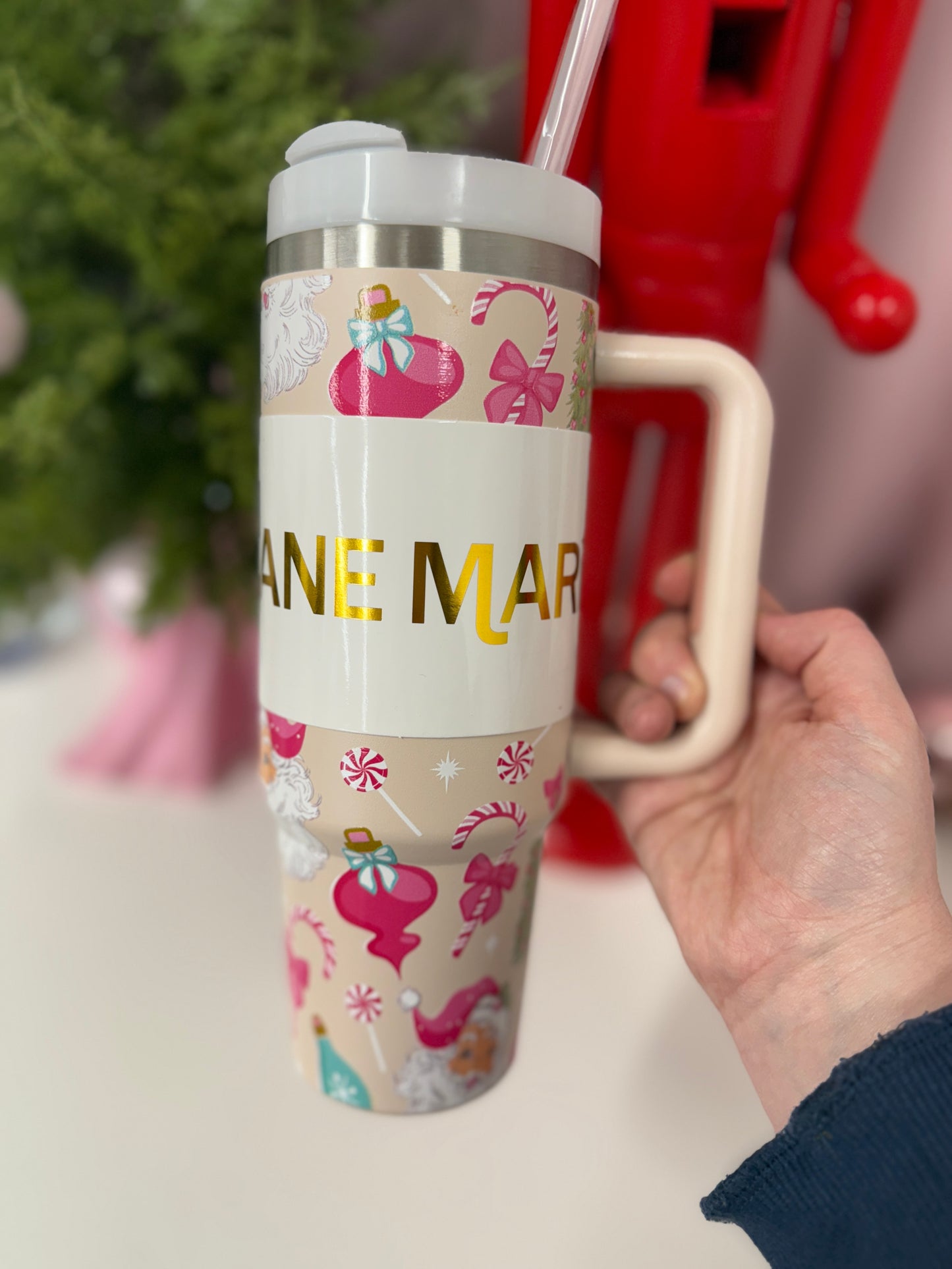 Pink Christmas Tumbler