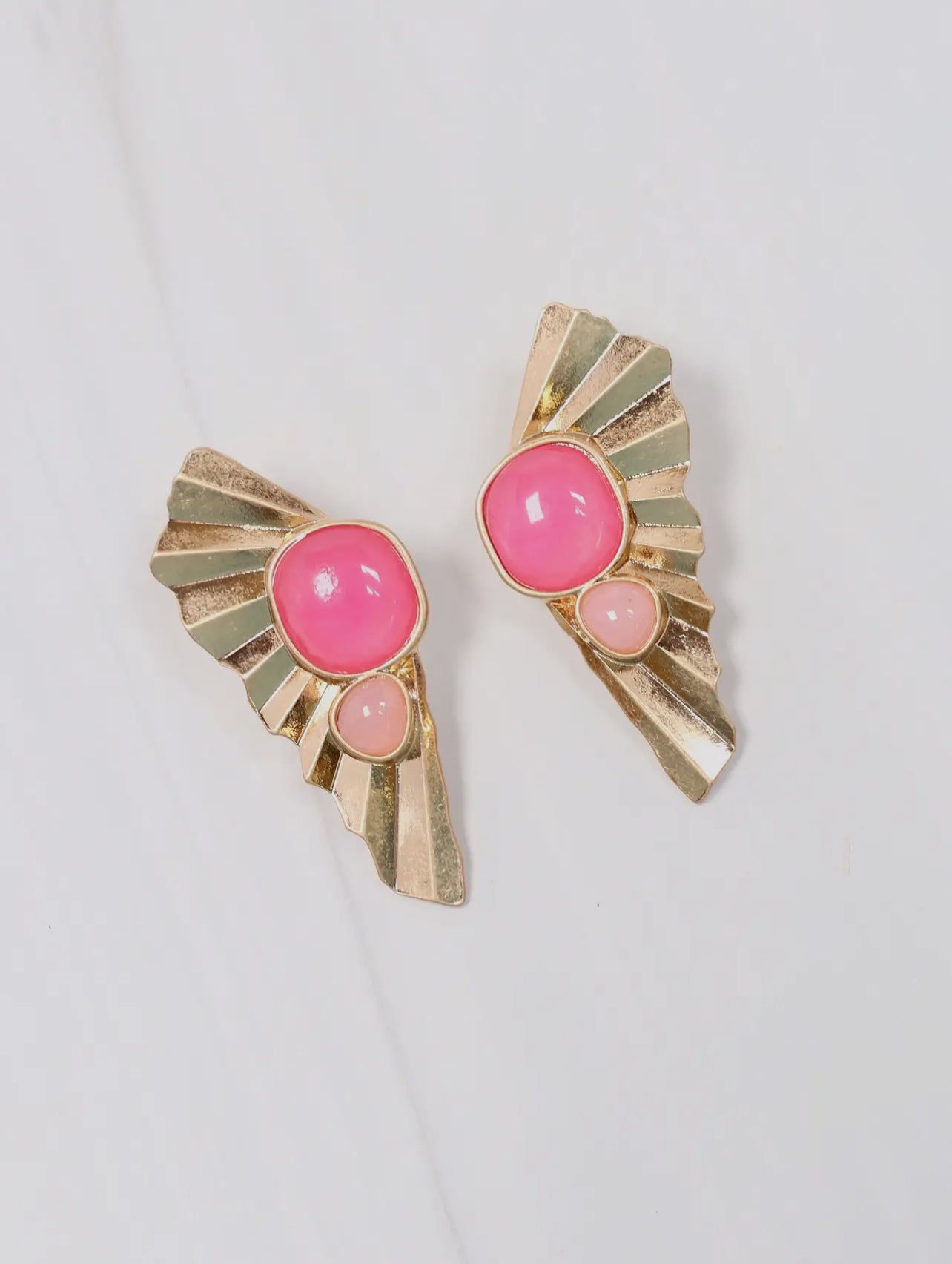 Hampshire Stone Fan Earrings- Pink