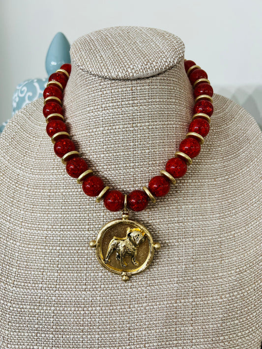 GA Bulldog Pendant Necklace
