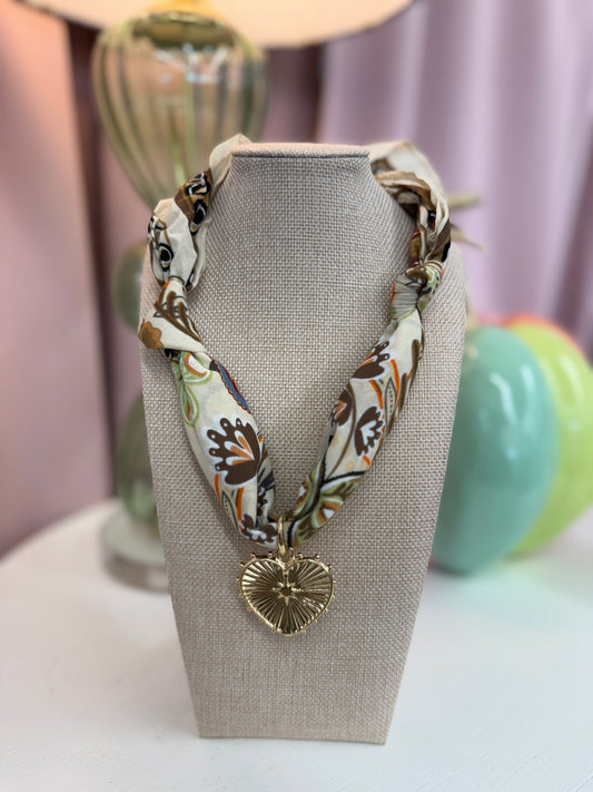 Loving Fall Heart Scarf Necklace