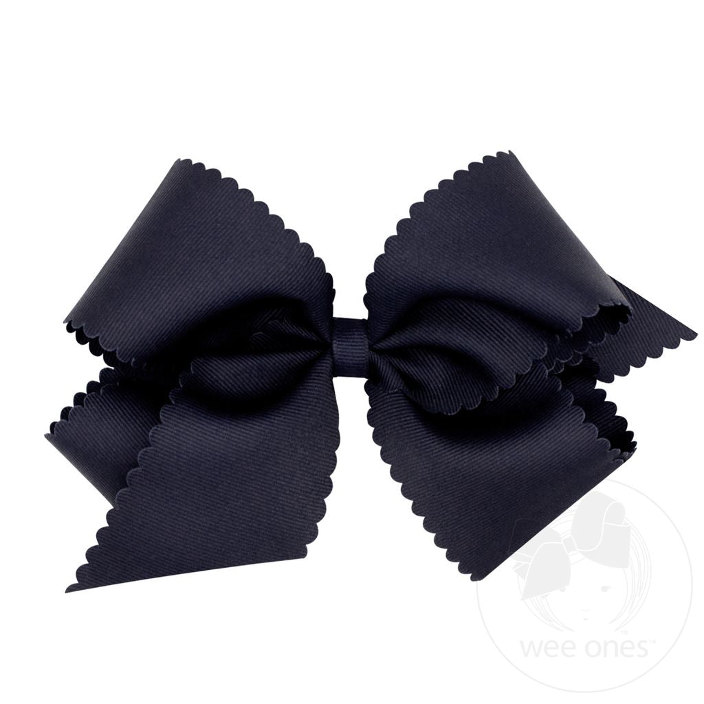Wee Ones King Grosgrain Hair Bow Scalloped Edge
