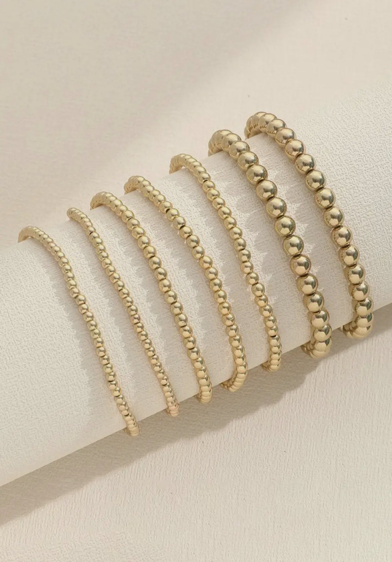 7pc. Beaded Stack Set- Gold