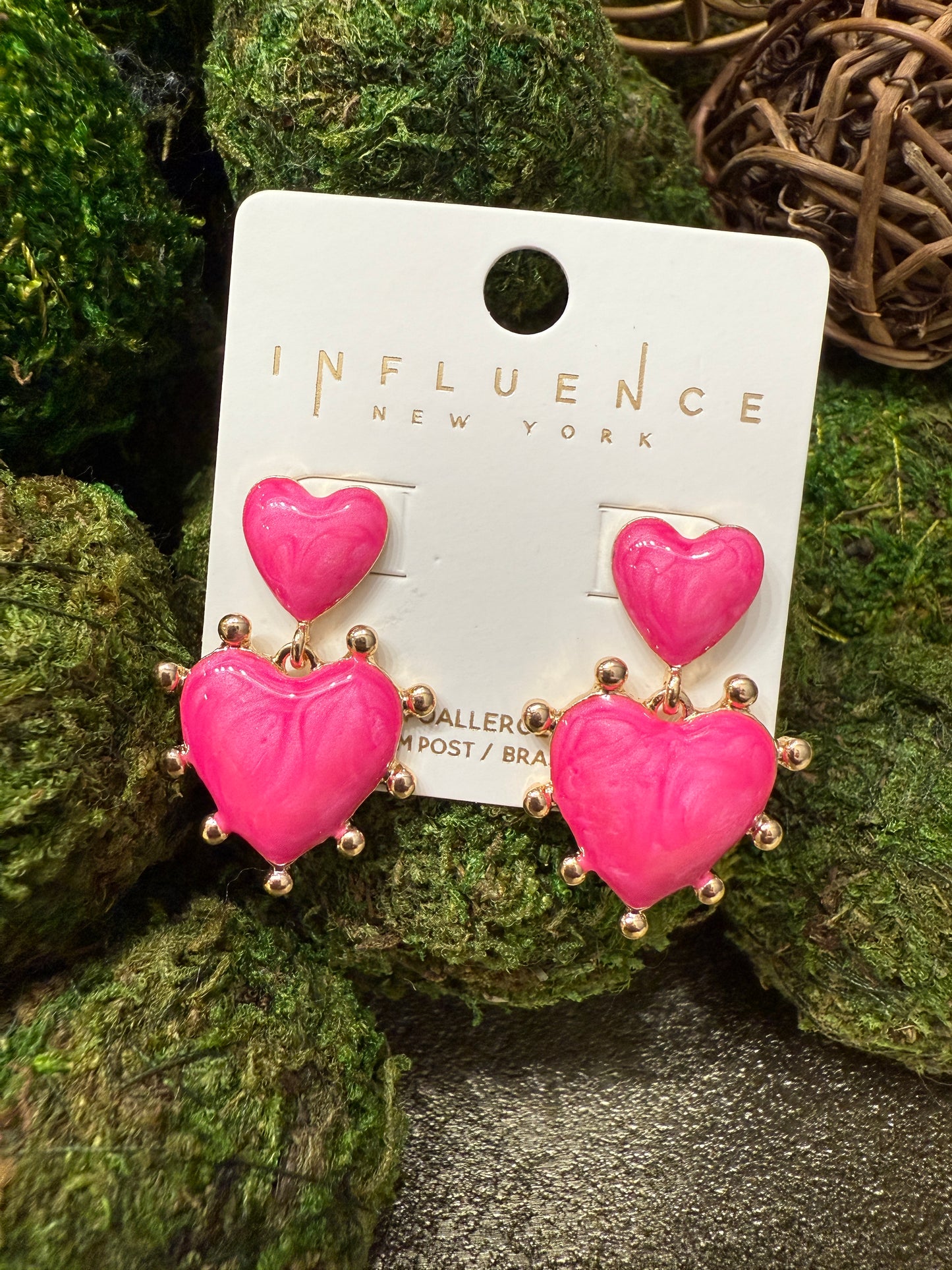 Hot Pink Heart Earrings