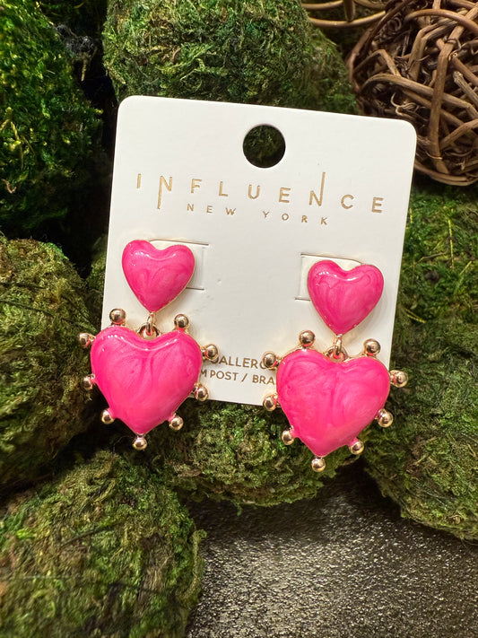 Hot Pink Heart Earrings