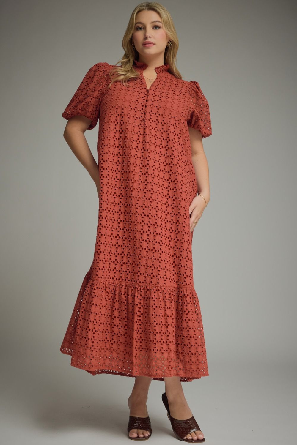 The Kai Eyelet Rust Dress-Regular/CURVY