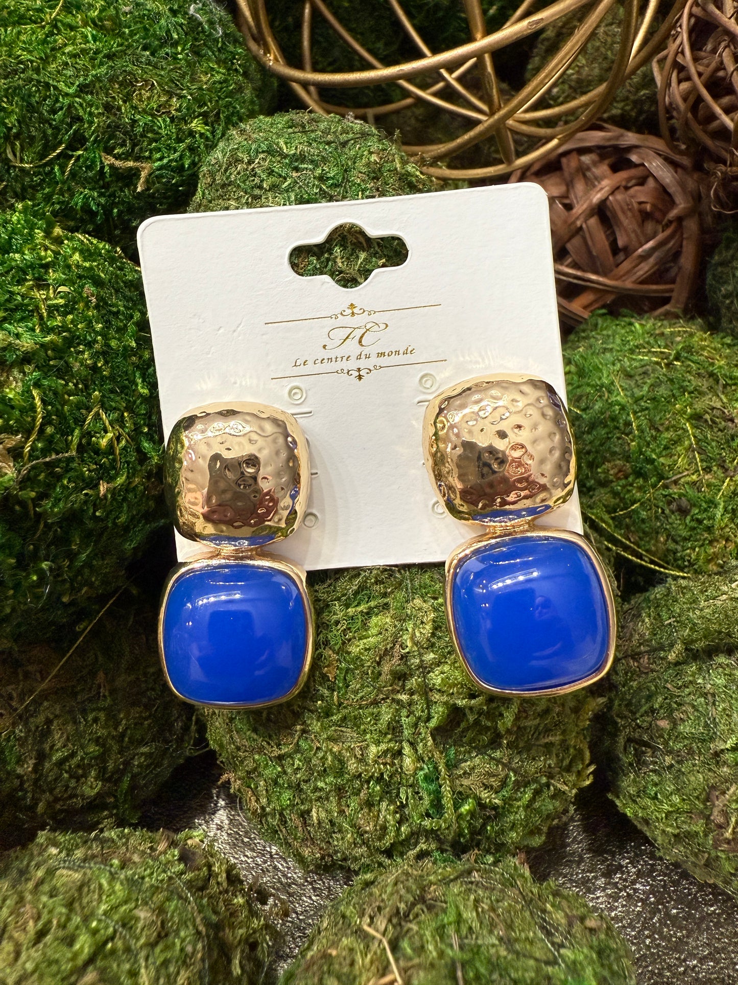 Large Beth Earrings-Cobalt Blue