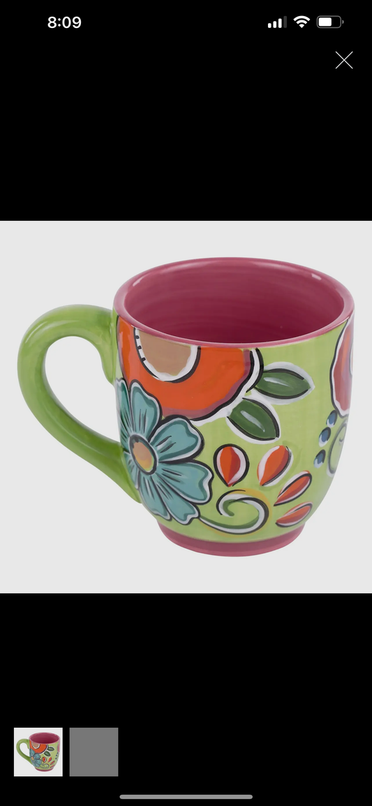 Green Floral Mug