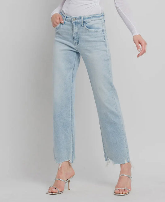 Curvy High Rise Light Wash Slim Wide Jeans