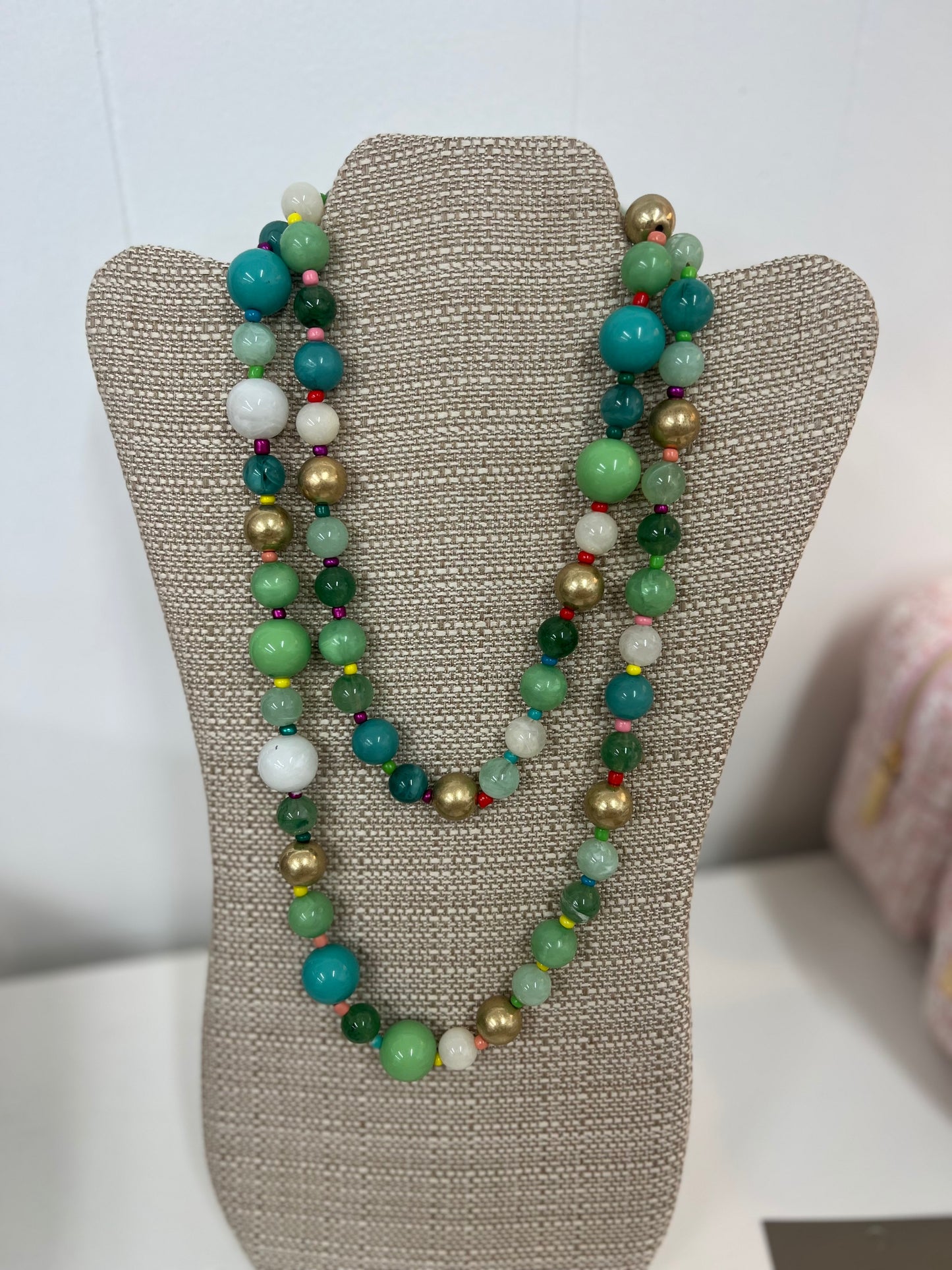 Green Bauble Beaded Necklace