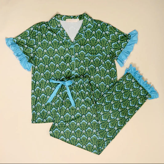 Slumber Party Pajama Pants Set- Everbloom Forest Green