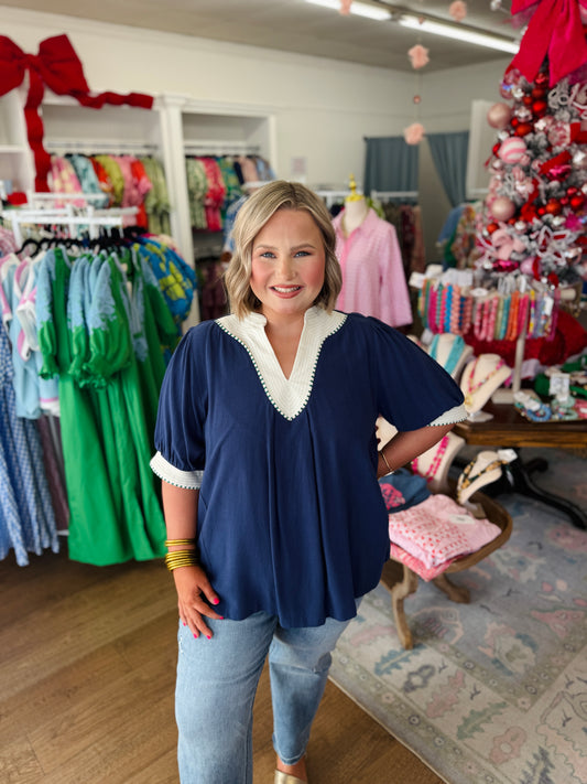 All About Navy Top - Curvy