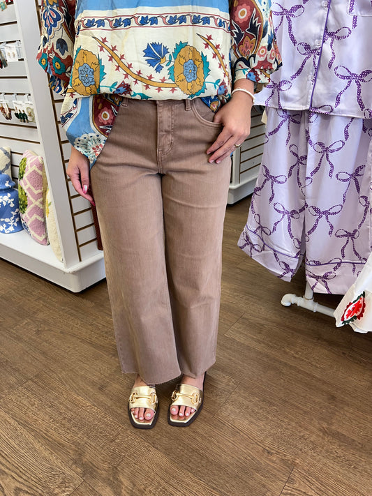 Brown Vervet Wide Leg Jeans