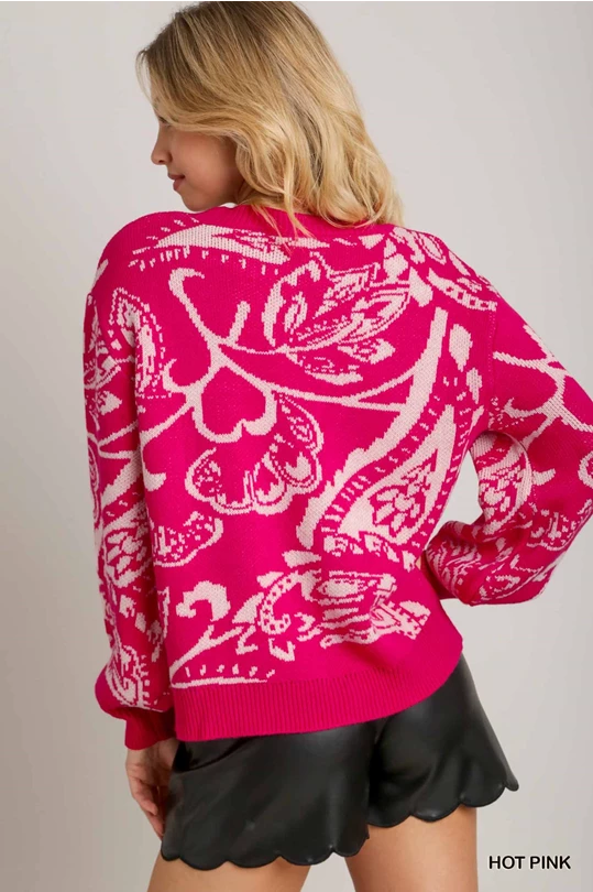 The Hot Pink Floral Sweater