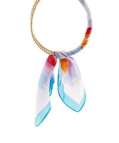 Beaded Scarf Necklace-Blue Mix