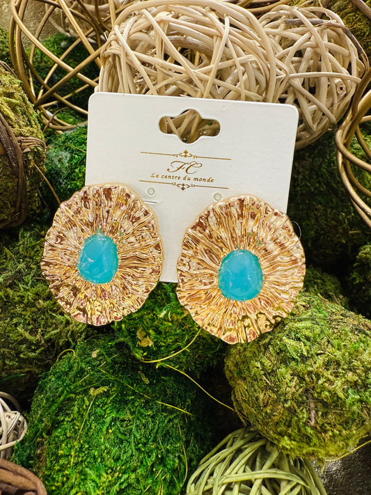 All About It Earrings-Turquoise/Gold