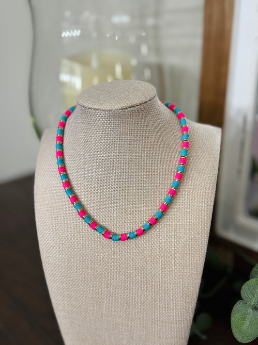 Go Girl Necklace-Pink/Blue