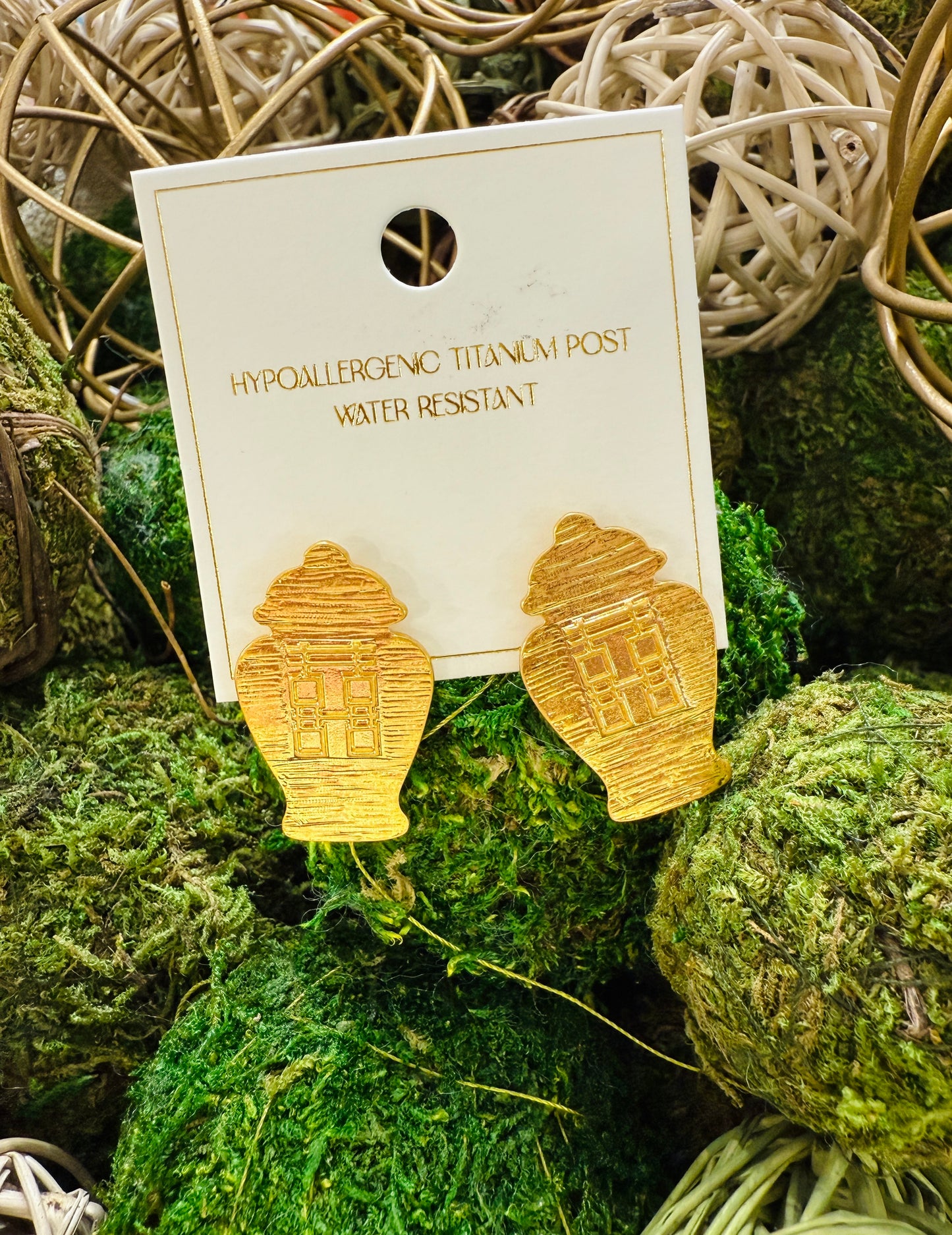 Gold Ginger Jar Studs
