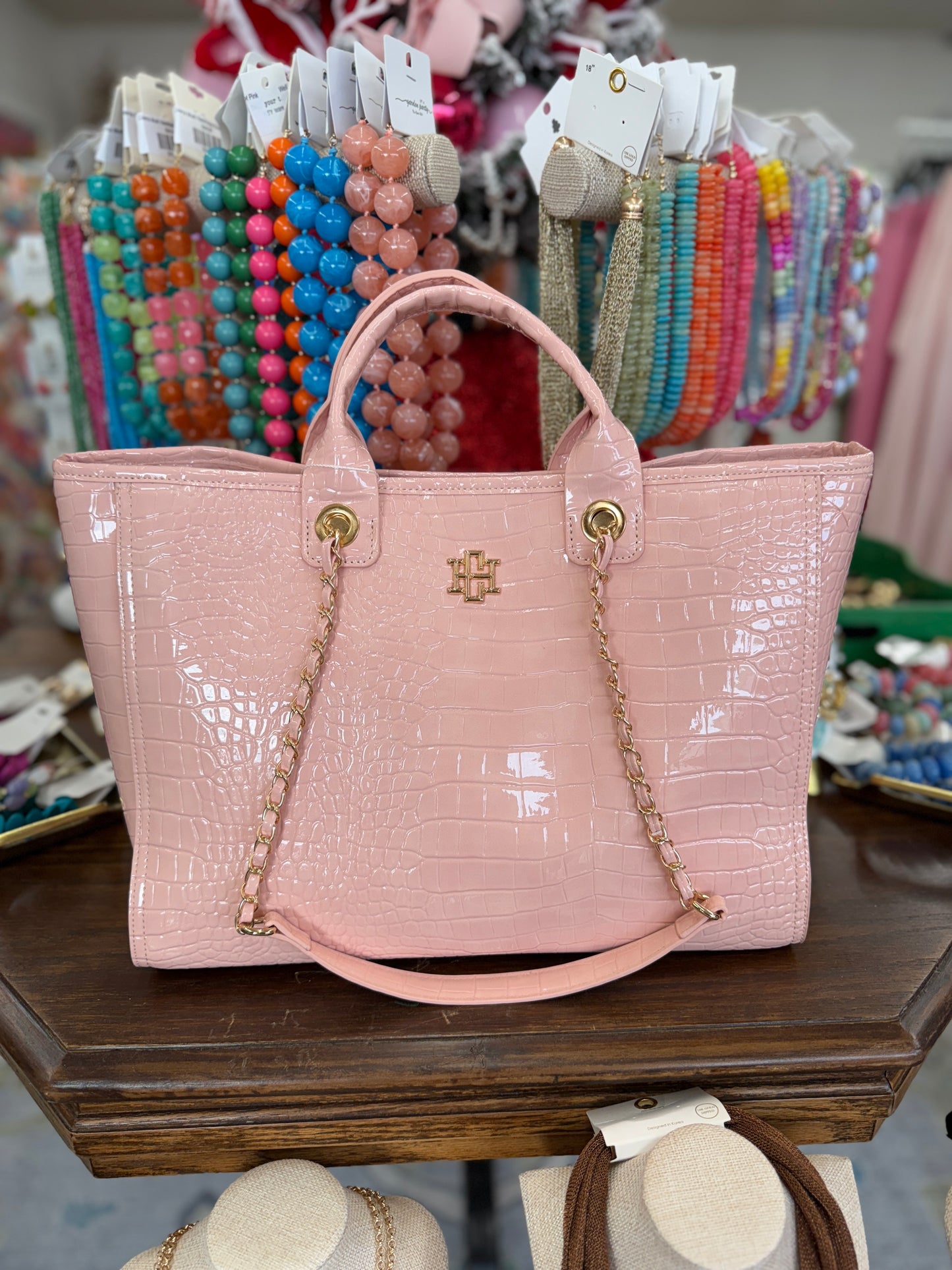 Missy Tote- Blush Patent EC