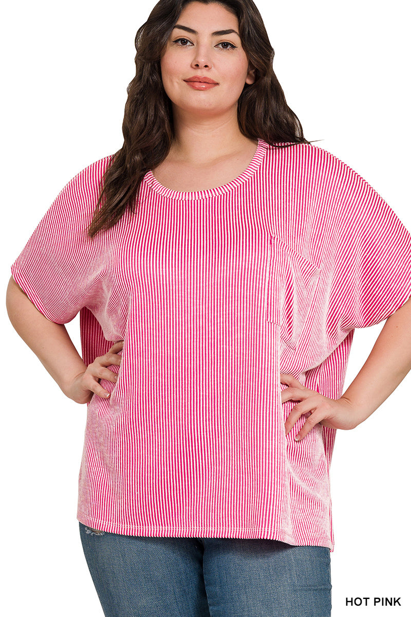 The Baylee Ribbed Curvy- Pink