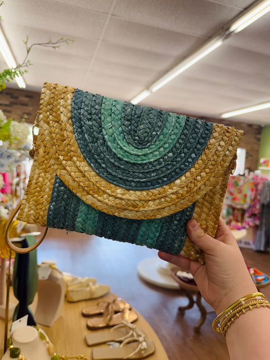 Blue Raffia Clutch/Crossbody